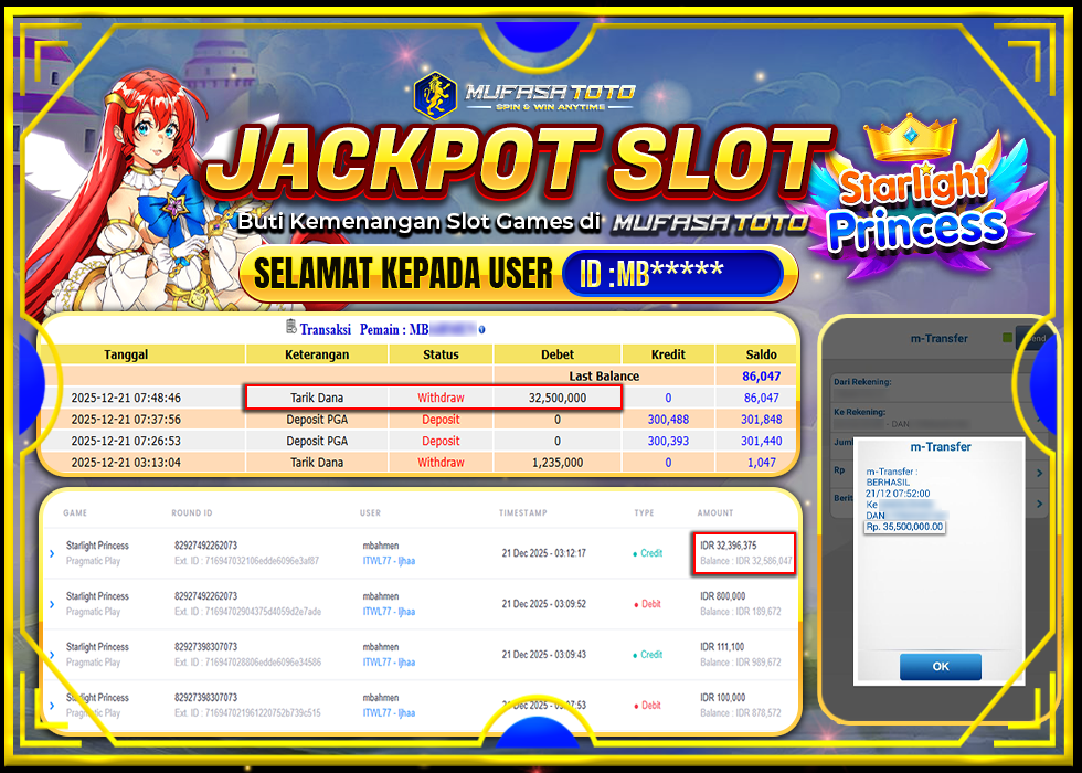 MUFASATOTO JACKPOT PRAGMATIC PLAY Rp.35.500.000|LUNAS
